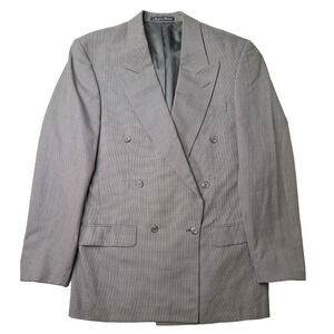 Vintage Pierre Balmain Blazer Jacket Men 42 Long Gray Double Breasted *HOLES